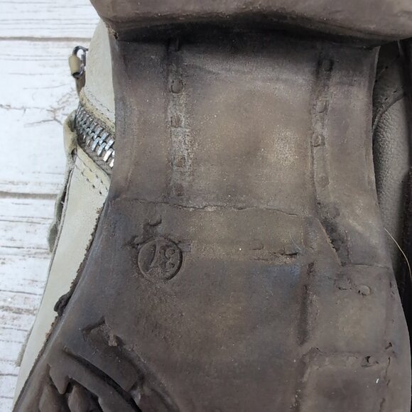 Airstep A.S.98 Taupe Biker Leather Ankle Boots Boho Grunge Rockstar Women Sz 37 - Picture 10 of 10